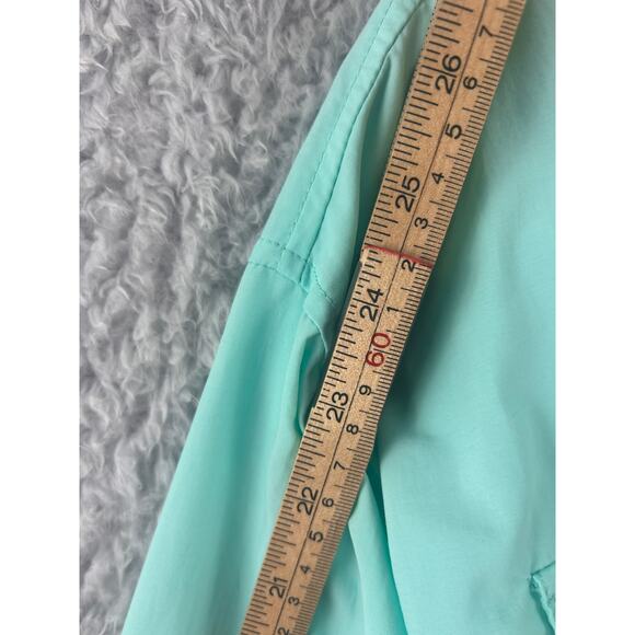 Columbia PFG Omni-Shade Fishing Shirt Long Sleeve Button Up Teal Size L - Picture 9 of 10